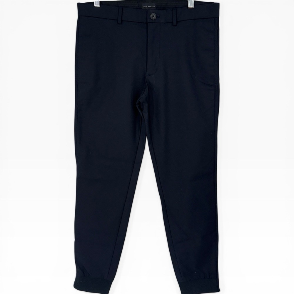Club Monaco Men's Tech Jogger Pants Navy Blue Size 30 Ankle Zip Inseam 28.5"